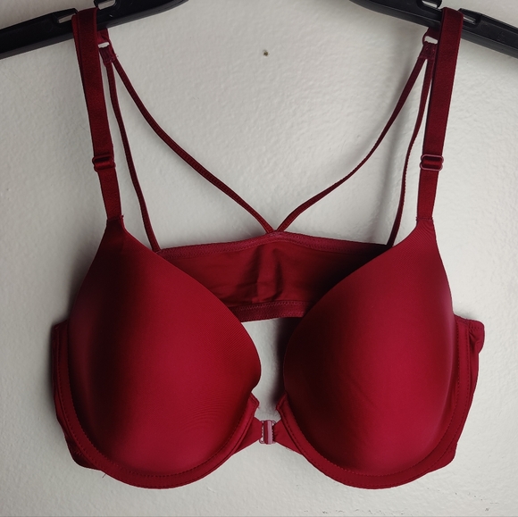 Victoria's Secret Other - Victoria's Secret Line Perfect Coverage Bra, Wine Red Satin, Sz 36C